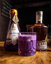 Load image into Gallery viewer, 1 bottle of Ube cream liqueur. 1 Bottle of Kanto Salted Caramel Vodka and one glass of pag ube sa kanto.
